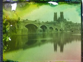 Image représentant France, Pont à Mousson, Eglise St Martin et Pont, vue prise en Amont