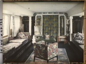 Image représentant L'Exposition des arts décoratifs, Péniche Poiret, Amours, salon, pour présentation création Maison Martine