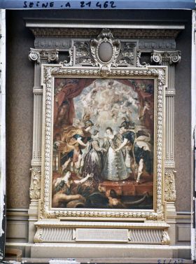 Image représentant L'Echange des deux princesses de France et d'Autriche sur la Bidassoa à Hendaye, salle Rubens, cycle narratif Marie de Médicis, musée du Louvre