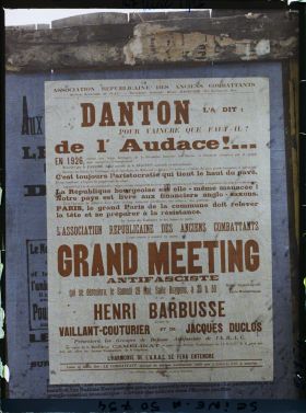 Image représentant Affiche de l'association républicaine des anciens combattants pour le grand meeting antifasciste du 29 mai 1926