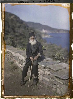 Image représentant Turquie, Mont Athos, Stravonikita, Vieux moine mendiant