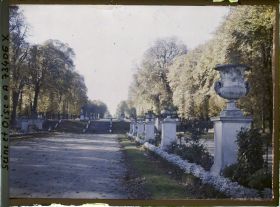 Image représentant La terrasse des orangers, à l'arrière plan, les degrés menant à l'allée des Statues