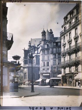 Image représentant L'église Saint-Eustache, les rues de Montmartre et Montorgueil vues de la rue de Turbigo