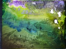 Image représentant France, Mousson, Ruines du Village de Mousson et de la Vallée de la Moselle avec les Champs remis en Culture