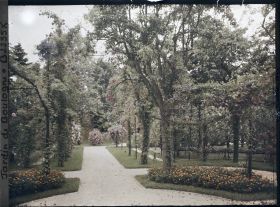 Image représentant Allée du verger-roseraie vue en direction du sud, depuis le rond-point proche du jardin français