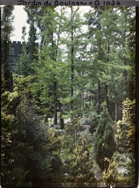 Image représentant Partie du " jardin chinois " plus jardinée à l'approche d'une maison, voilée par des arbres
