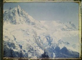 Image représentant France, Les Alpes -Vallée de Chamonix Soleil couchant s/ l'aige du Midi et le Glacier des Bossons
