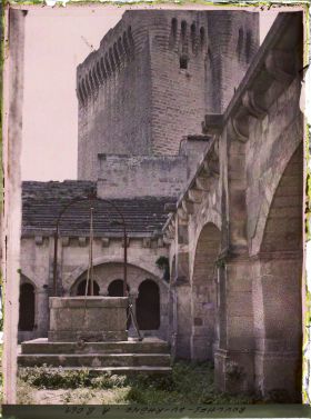 Image représentant Le cloître de l'église abbatiale Notre-Dame de l'abbaye de Montmajour, dominé par la tour Pons de l'Orme