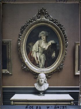 Image représentant La laitière de Greuze et le buste de Benjamin Franklin par Houdon, musée du Louvre