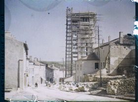 Image représentant France, Thiaucourt, La Grande rue et Clocher de la nouvelle Eglise