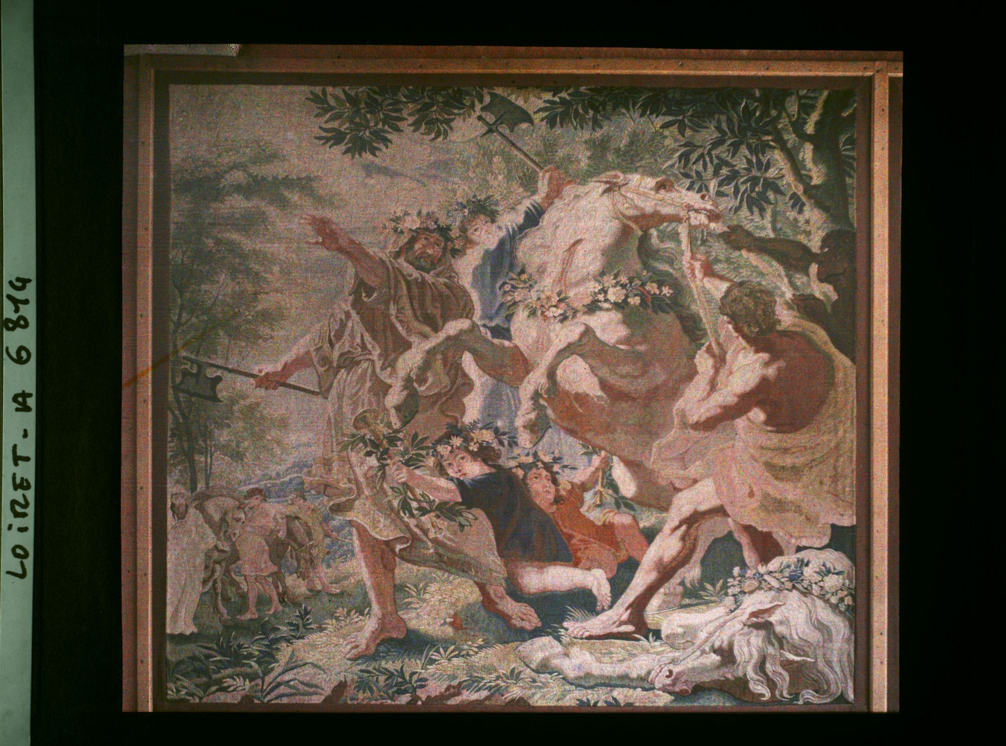 Image représentant Détail de l'une des huit broderies du XVIIème siècle de la salle d'honneur de l'hôtel de Ville. Les sacrifice des quatre parties du monde : l'Afrique