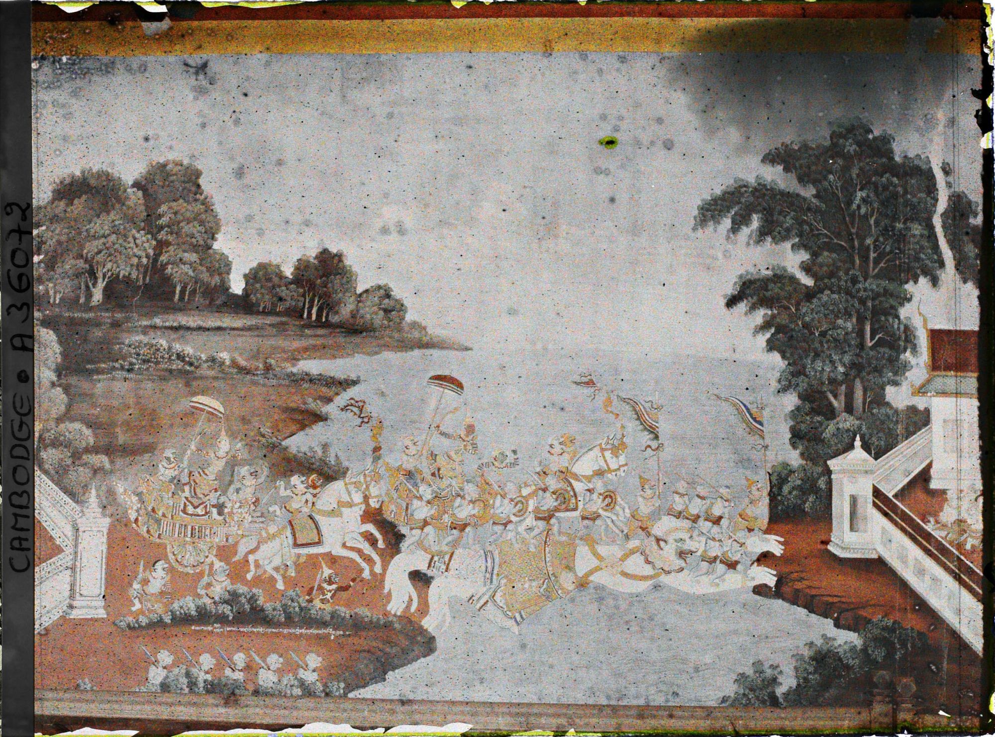 Image représentant Peinture murale du Vat Prah-keo, pagode royale ou pagode du Bouddha d'Emeraude dite " pagode d'argent " ou de la galerie formant cloître délimitant la cour de la pagode (?)