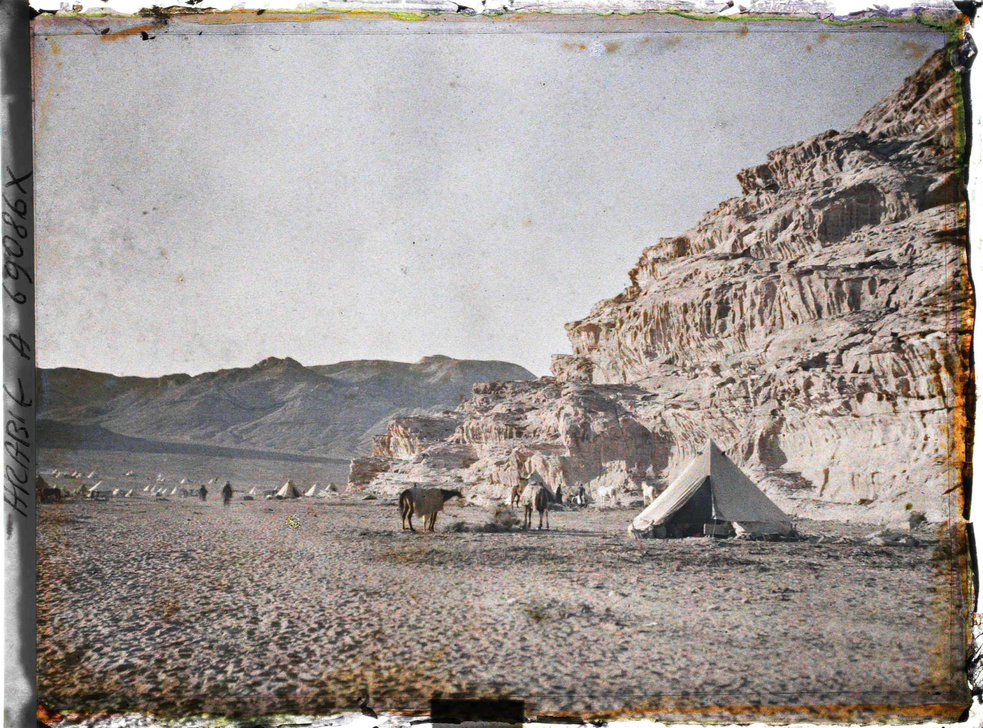 Image représentant Sous les falaises, les tentes du campement des forces arabes du Hedjaz