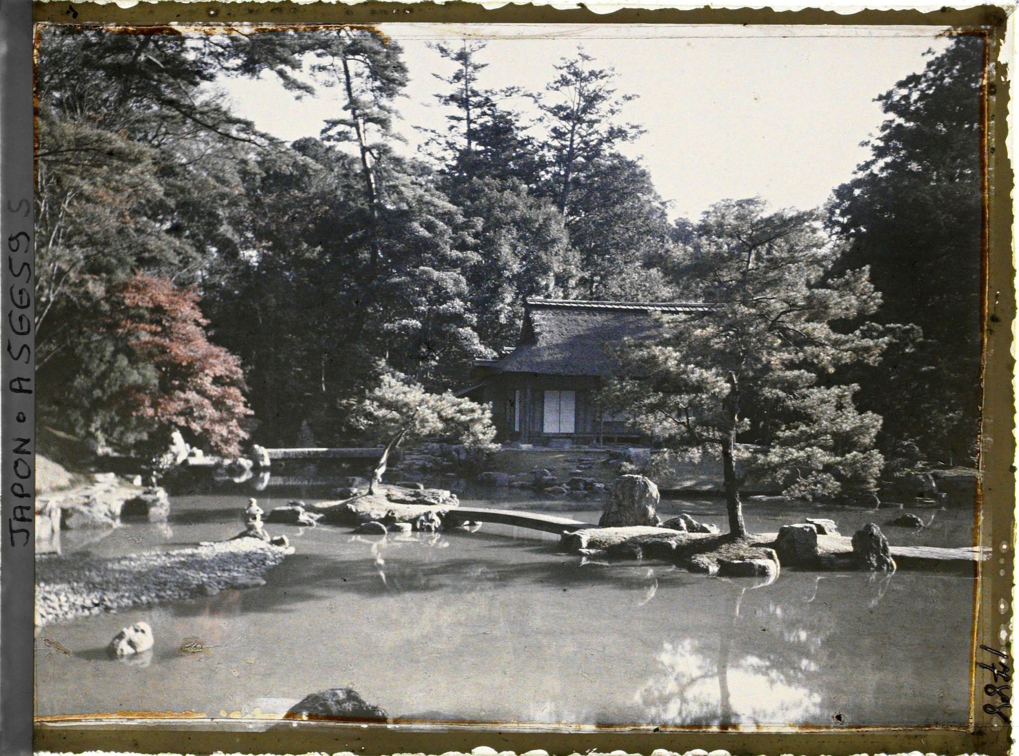 Image représentant Villa impériale de Katsura (Katsura-Rikyu) : jardin devant le pavillon de thé Shôkintei