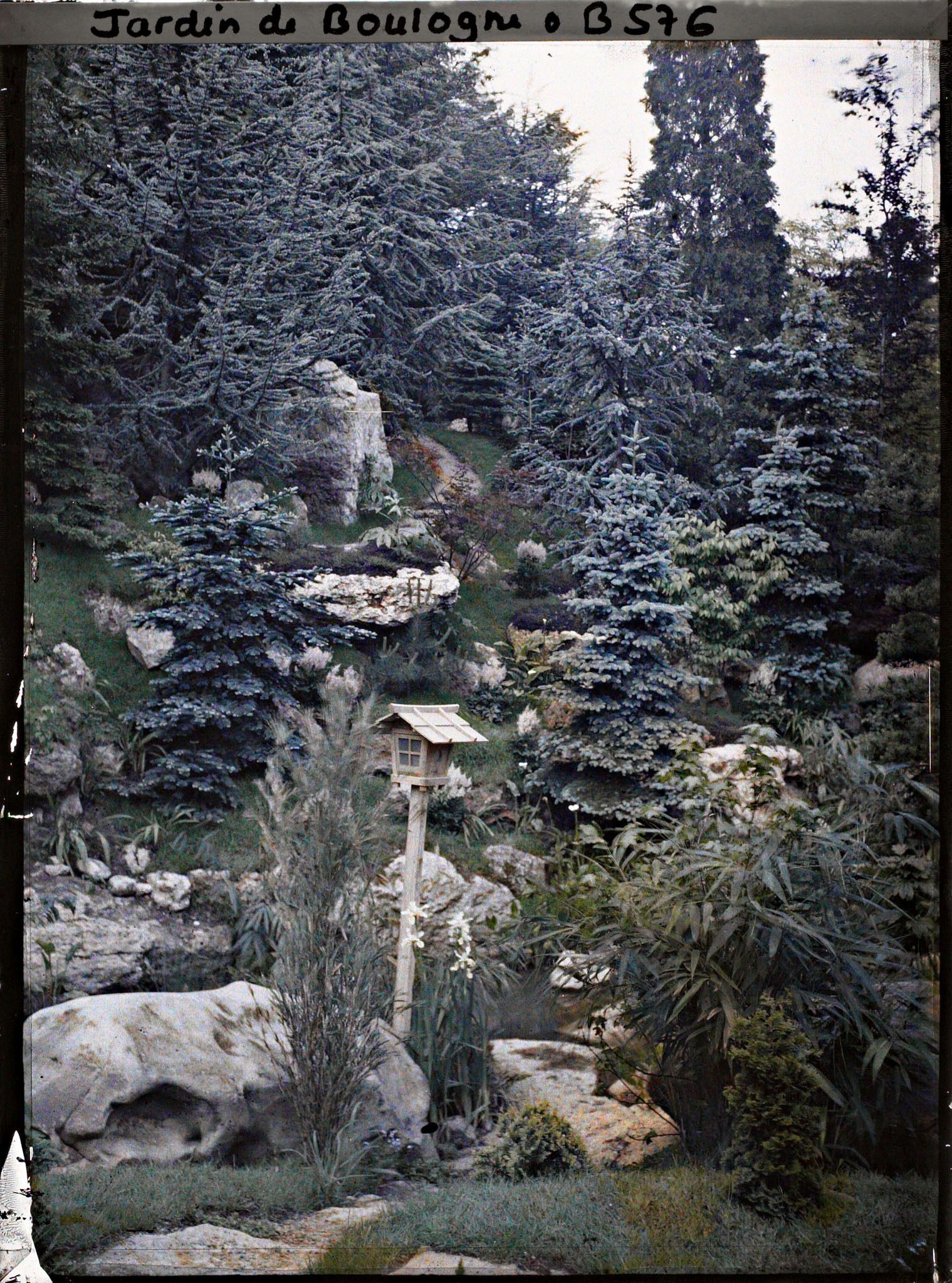Image représentant Paysage arboré du " sanctuaire japonais " se déroulant à flanc de coteau, près de la façade de temple