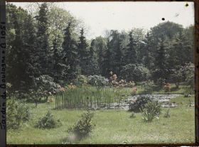 Image représentant " Etang " orné d'azalées en fleurs, situé au nord du marais et vu en direction de l'est