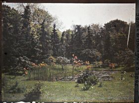 Image représentant " Etang " orné d'azalées en fleurs, situé au nord du marais et vu en direction de l'est