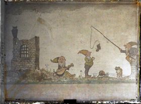 Image représentant Fresque humoristique sur un mur du cellier de l'Ecole de la Salle (ou Frères des Ecoles chrétiennes)